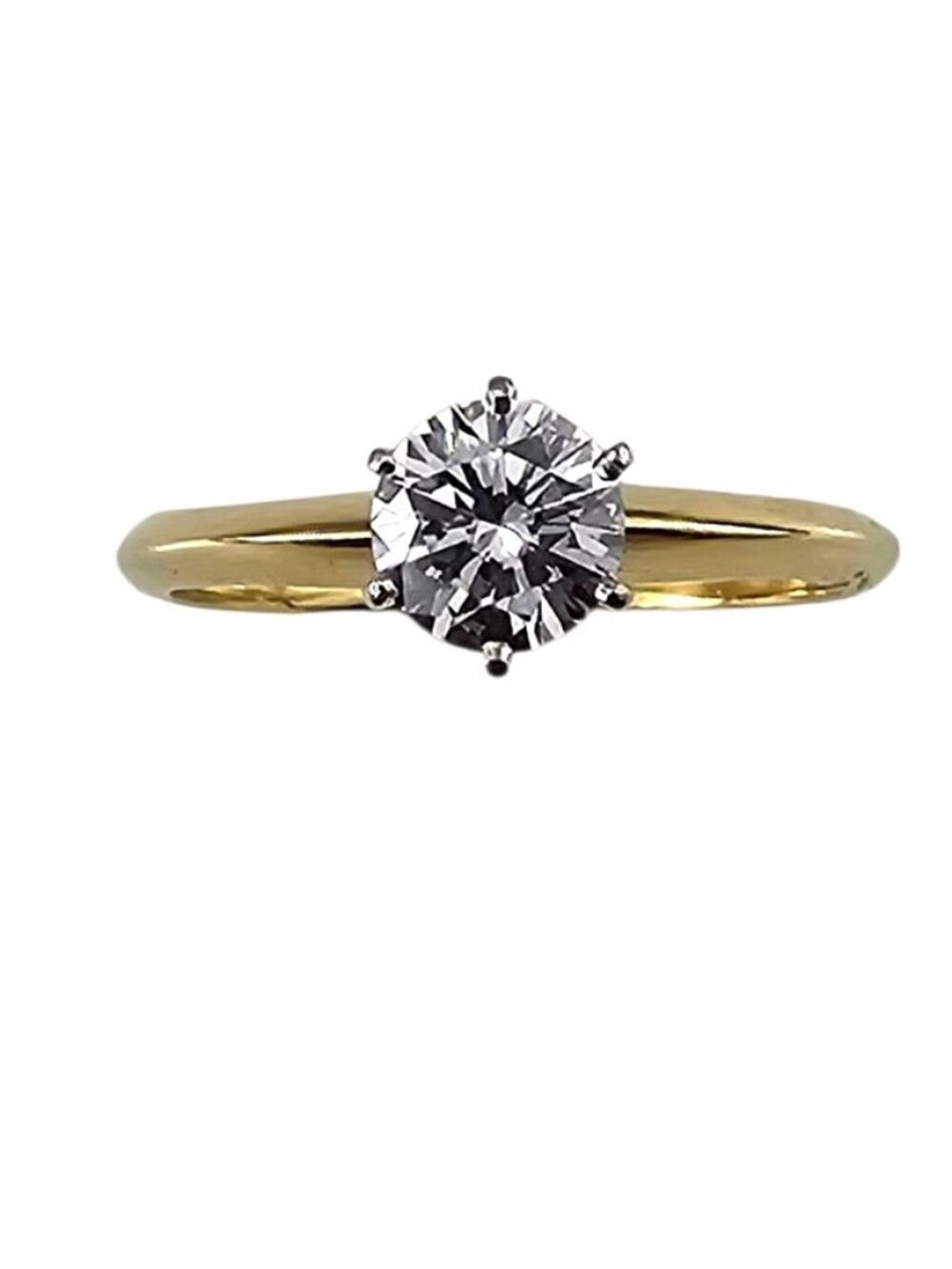 Tiffany & Co. 18K Yellow Gold Platinum Diamond Engagement Ring Size 6.5 #25330